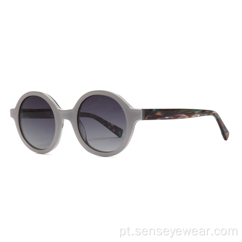 LOGOTO UNISSISEX UV400 Óculos de sol de acetato polarizado redondo